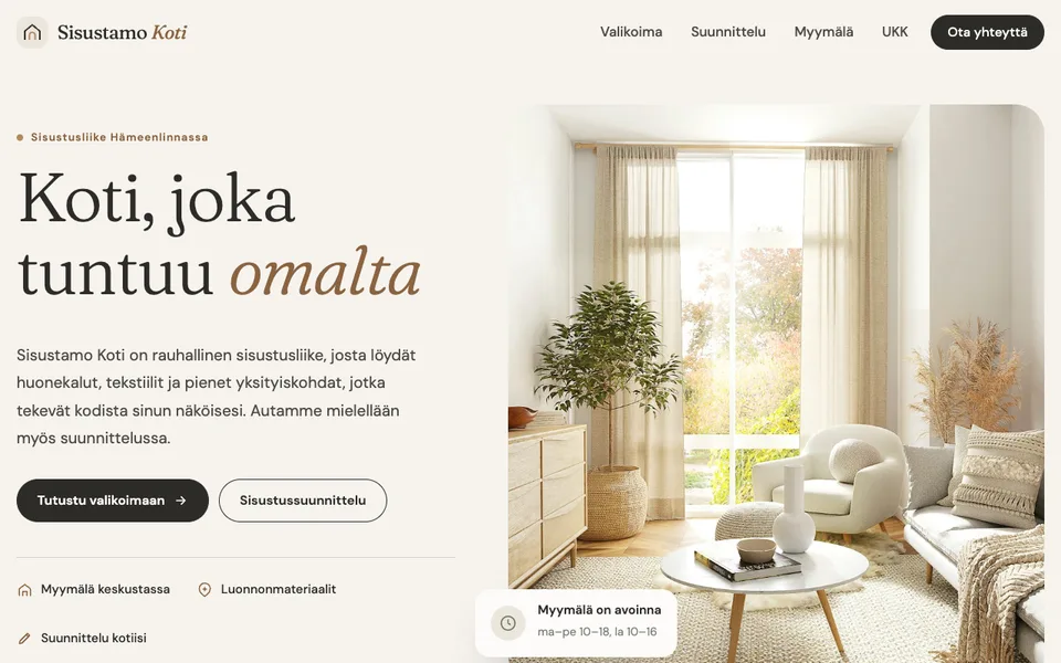 Aloituspohja: Sisustusliike